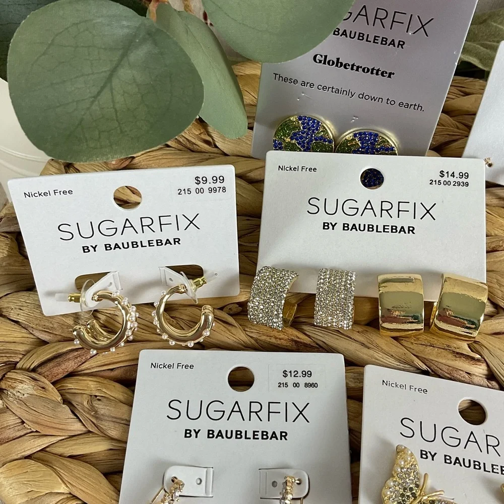 Sugarfix by Baublebar Earrings Bundle 10 Total Hearts Pearls Butterflies New